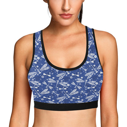 Dragonfly Pattern Print Design 03 Sports Bra