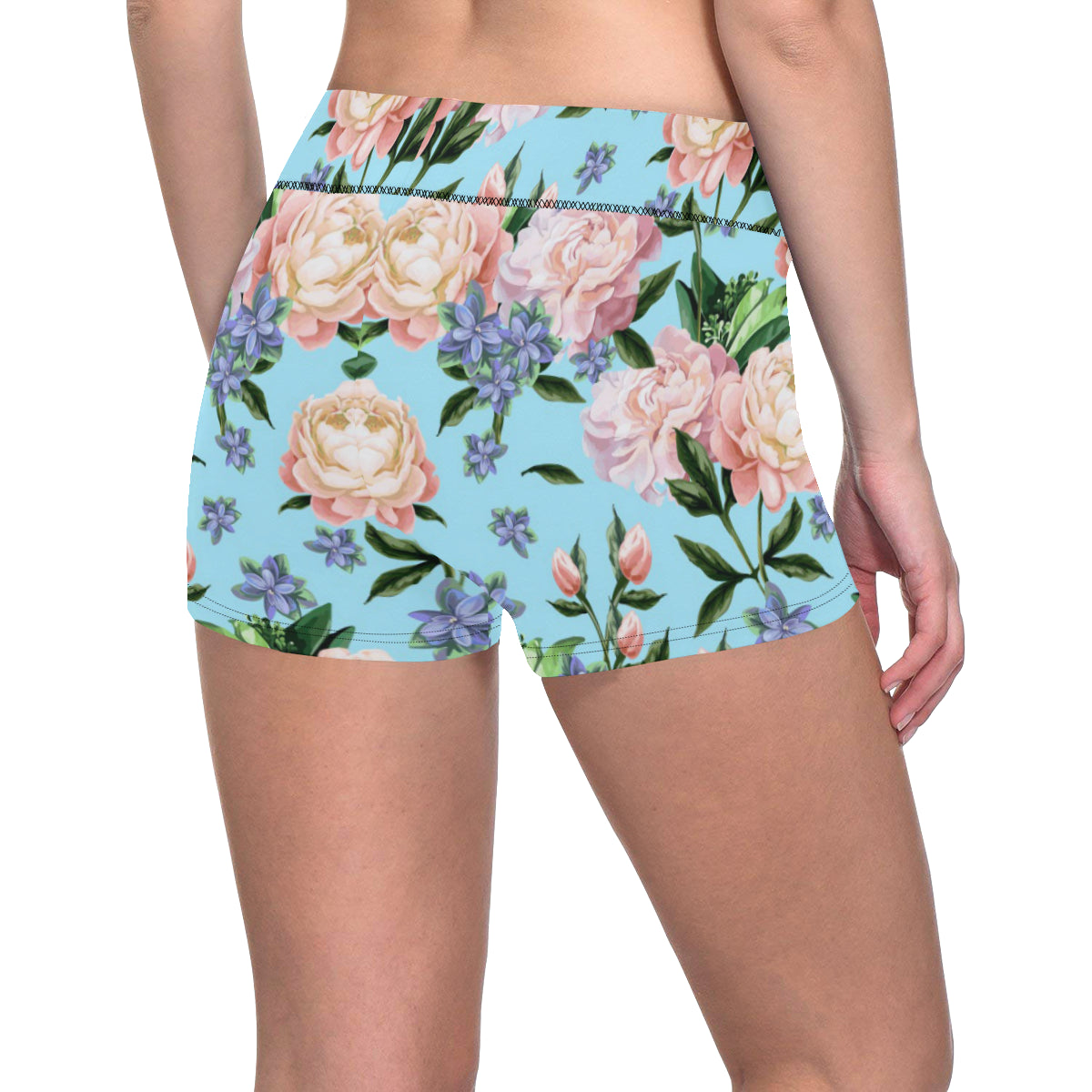 Peony Pattern Print Design PE02 Yoga Shorts