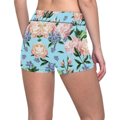 Peony Pattern Print Design PE02 Yoga Shorts