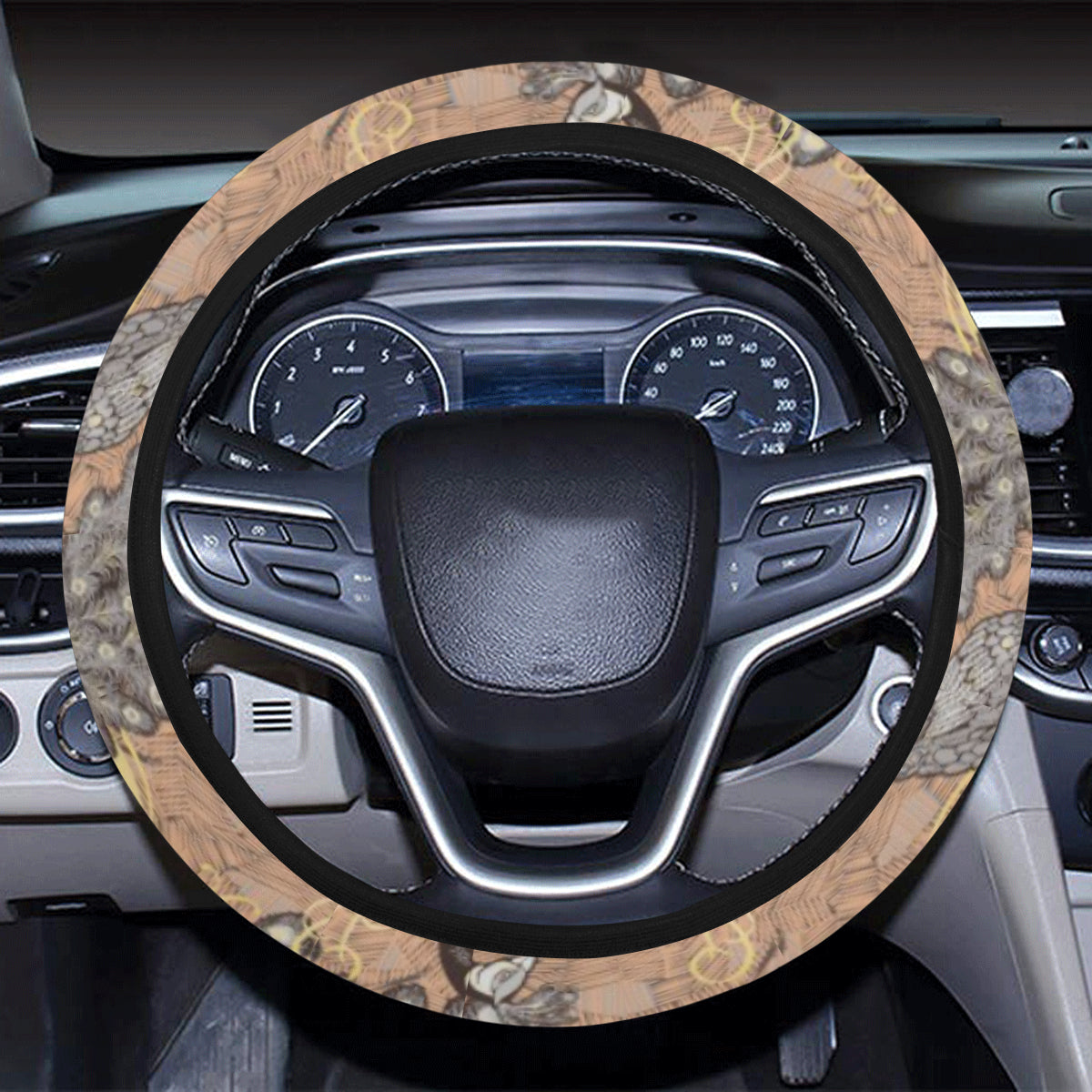 Peacock Pattern Print Design A05 Steering Wheel Cover with Elastic Edge