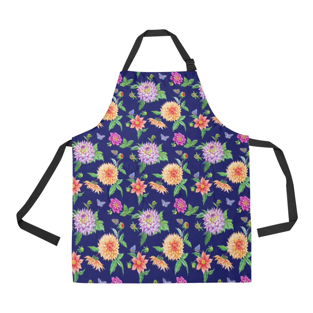 Dahlia Pattern Print Design DH010 Apron with Pocket