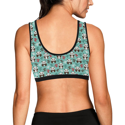 Panda Bear Cute Themed Print Sports Bra