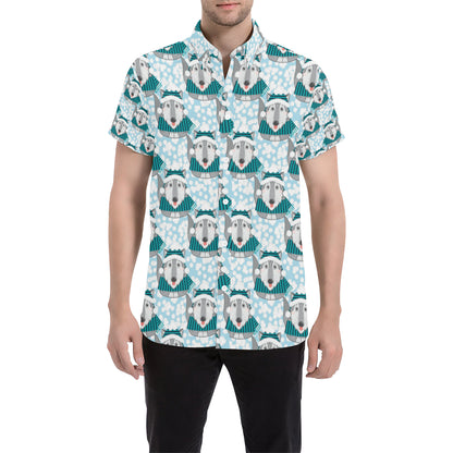 Alaskan Malamute Pattern Print Design 01 Men's Short Sleeve Button Up Shirt