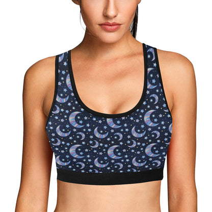 Celestial Moon Pattern Print Design 03 Sports Bra