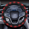 Red Black Buffalo Tartan Plaid Pattern Steering Wheel Cover with Elastic Edge