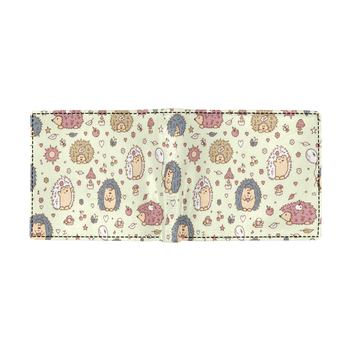 Hedgehog Cute Pattern Print Design 01 Men's ID Card Wallet