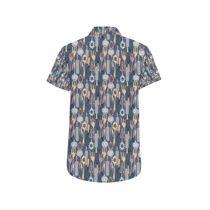 Cooking Kitchen Tools Pattern Print Design 05 Men's Short Sleeve Button Up Shirt