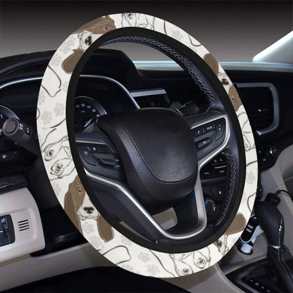 Basset Hound Pattern Print Design 01 Steering Wheel Cover with Elastic Edge