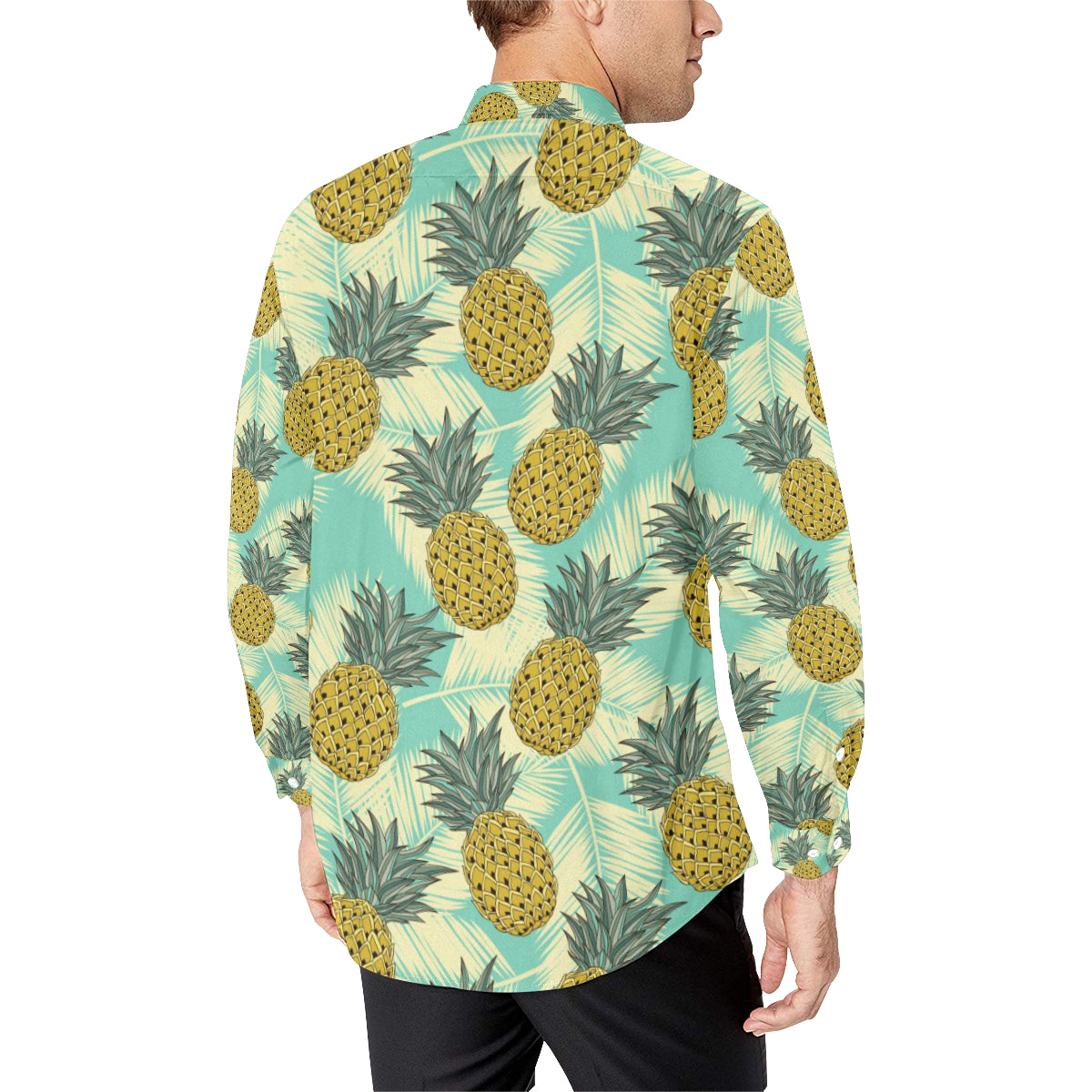 Pineapple Pattern Print Design PP03 Men's Long Sleeve Shirt