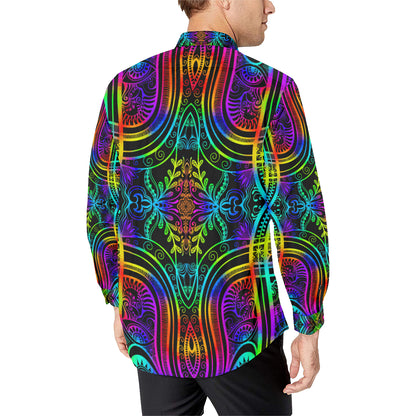 Neon Trible Rainbow Pattern Print Design A01 Men's Long Sleeve Shirt