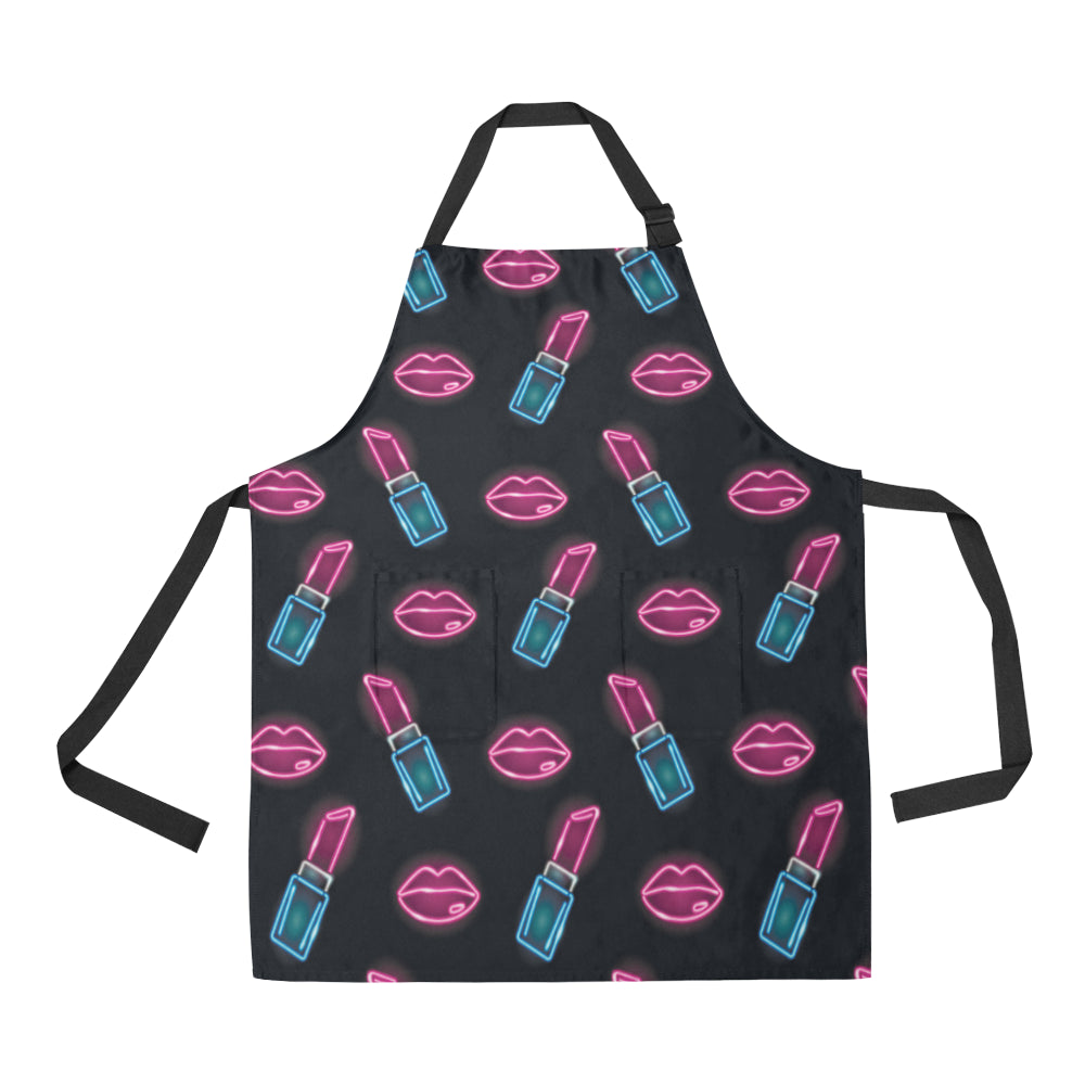 Lipstick Color Neon Pattern Print Design 03 Apron with Pocket