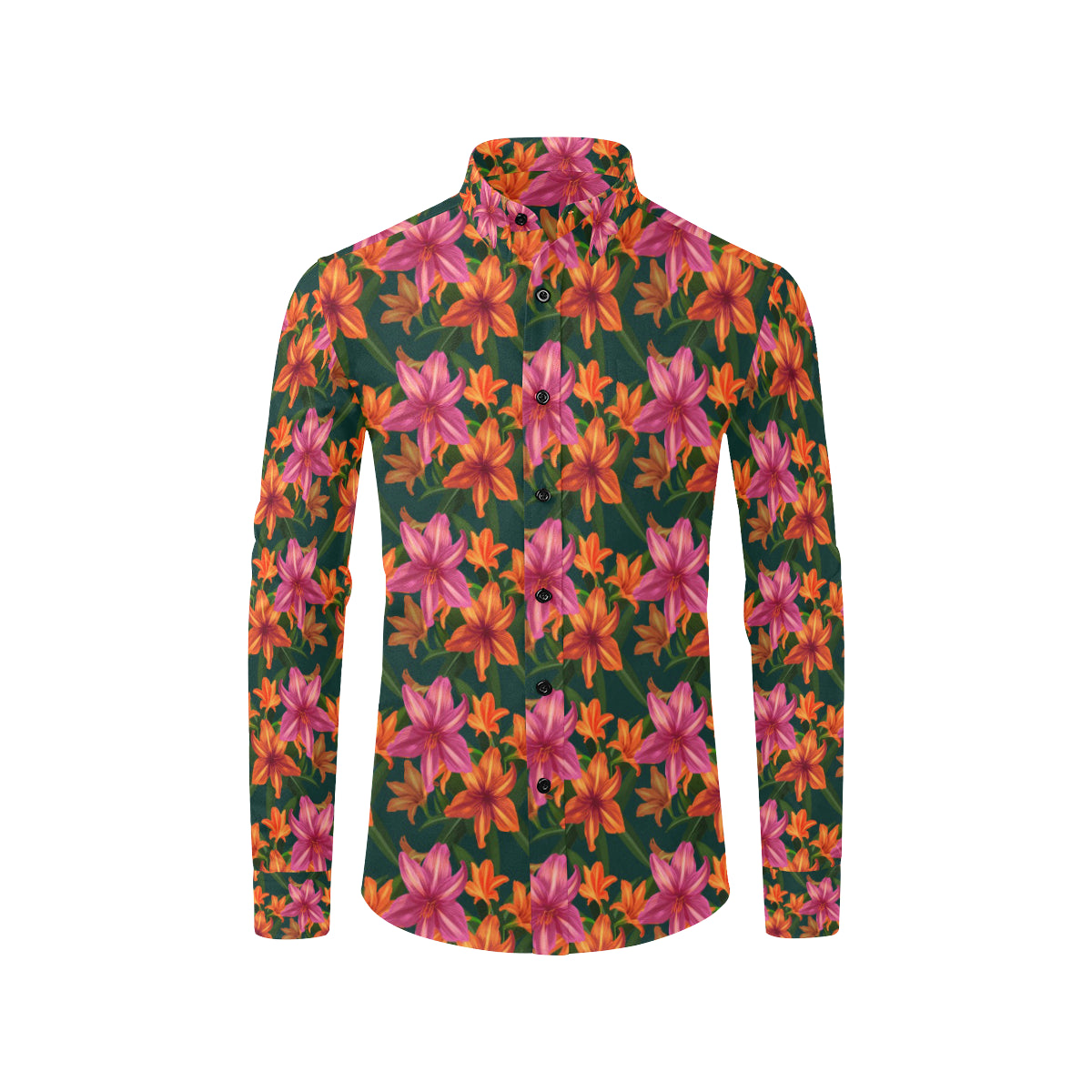 Amaryllis Pattern Print Design AL01 Men's Long Sleeve Shirt