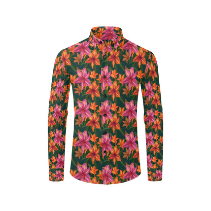 Amaryllis Pattern Print Design AL01 Men's Long Sleeve Shirt
