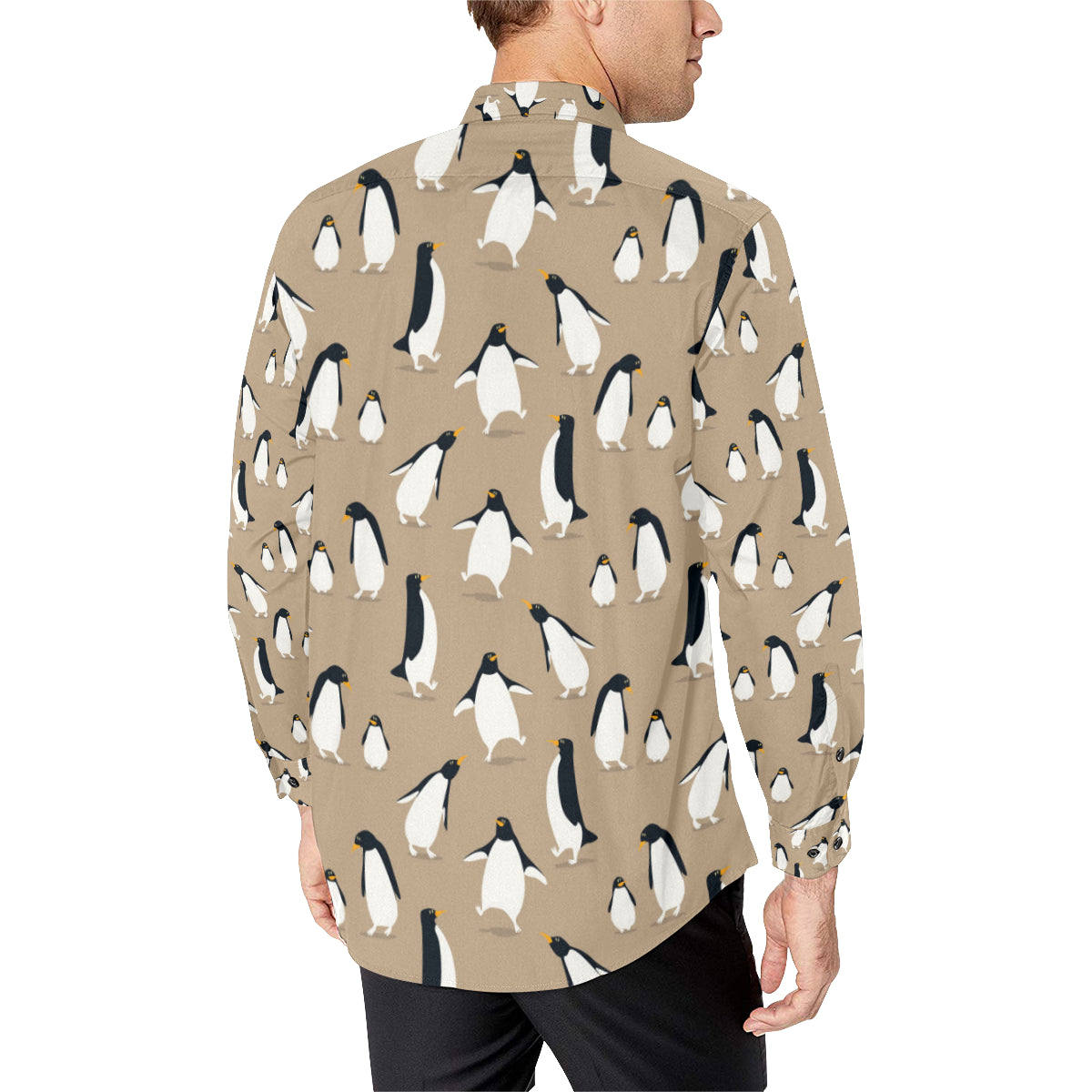 Penguin Pattern Print Design A01 Men's Long Sleeve Shirt