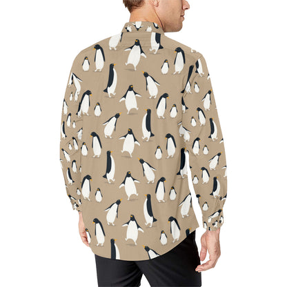 Penguin Pattern Print Design A01 Men's Long Sleeve Shirt