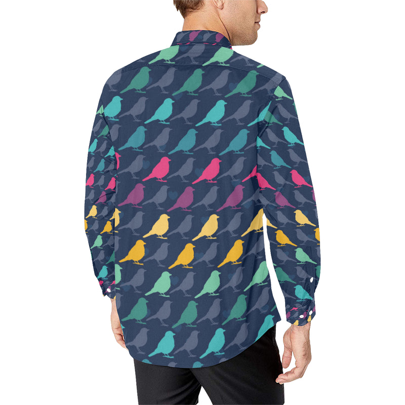 Birds Pattern Print Design 01 Men's Long Sleeve Shirt