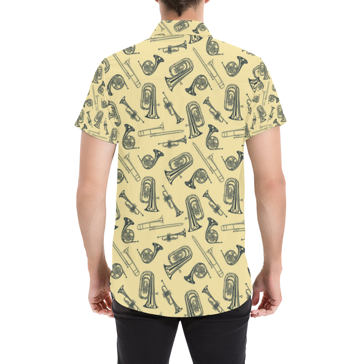 Tuba Pattern Print Design 01 Men's Short Sleeve Button Up Shirt