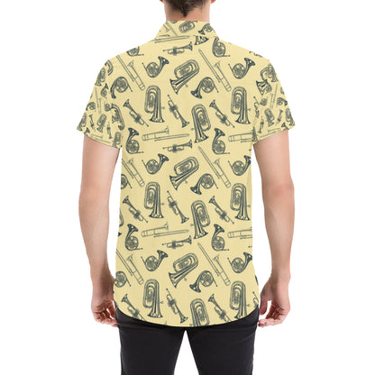 Tuba Pattern Print Design 01 Men's Short Sleeve Button Up Shirt
