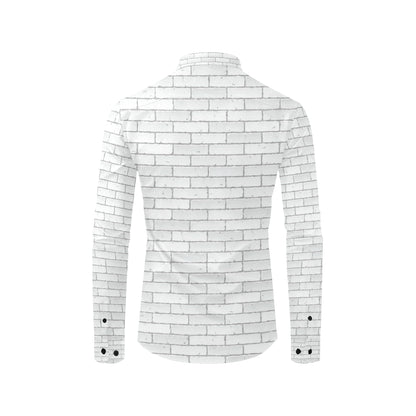 Brick White Pattern Print Design 03 Men's Long Sleeve Shirt