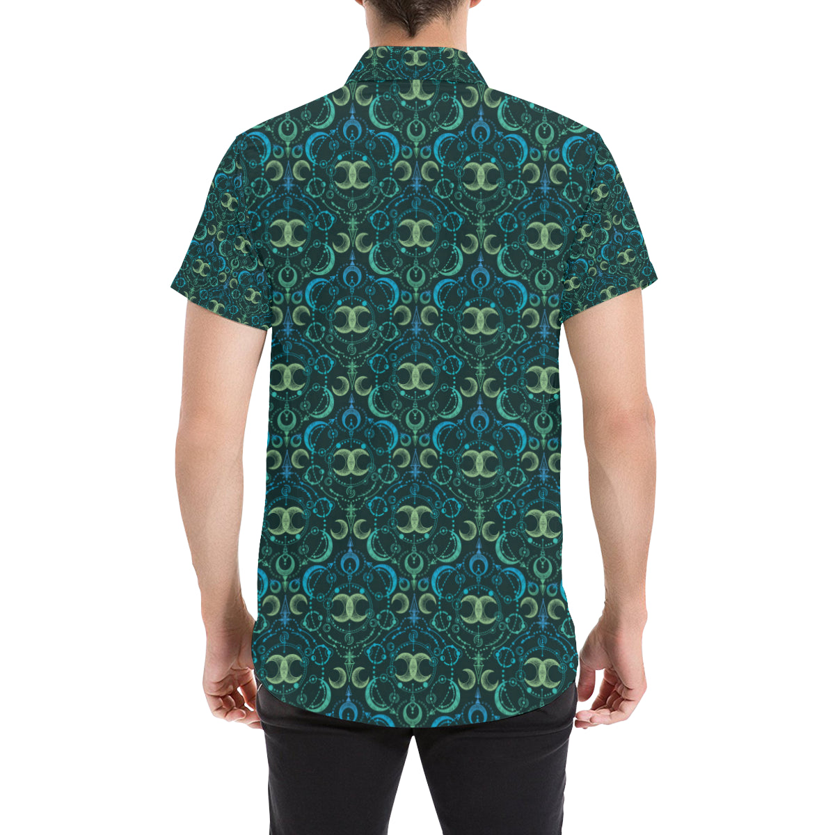Celestial Pattern Print Design 07 Men's Short Sleeve Button Up Shirt