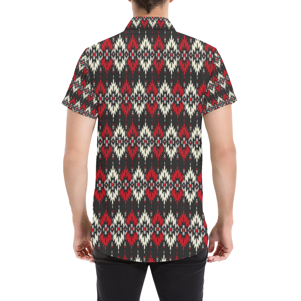 Southwestern Pattern Men's Short Sleeve Button Up Shirt