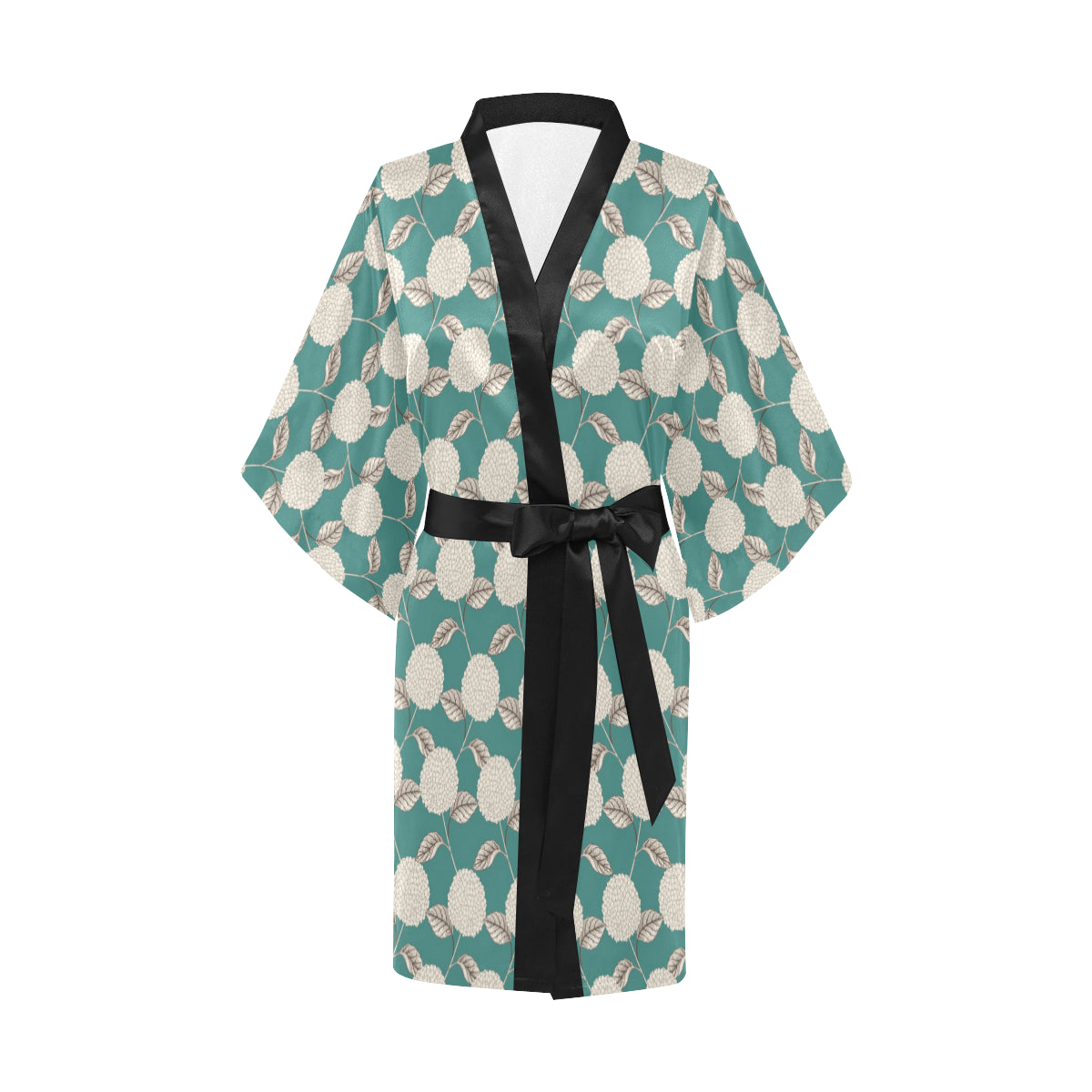 Hydrangea Pattern Print Design HD03 Women Kimono Robe