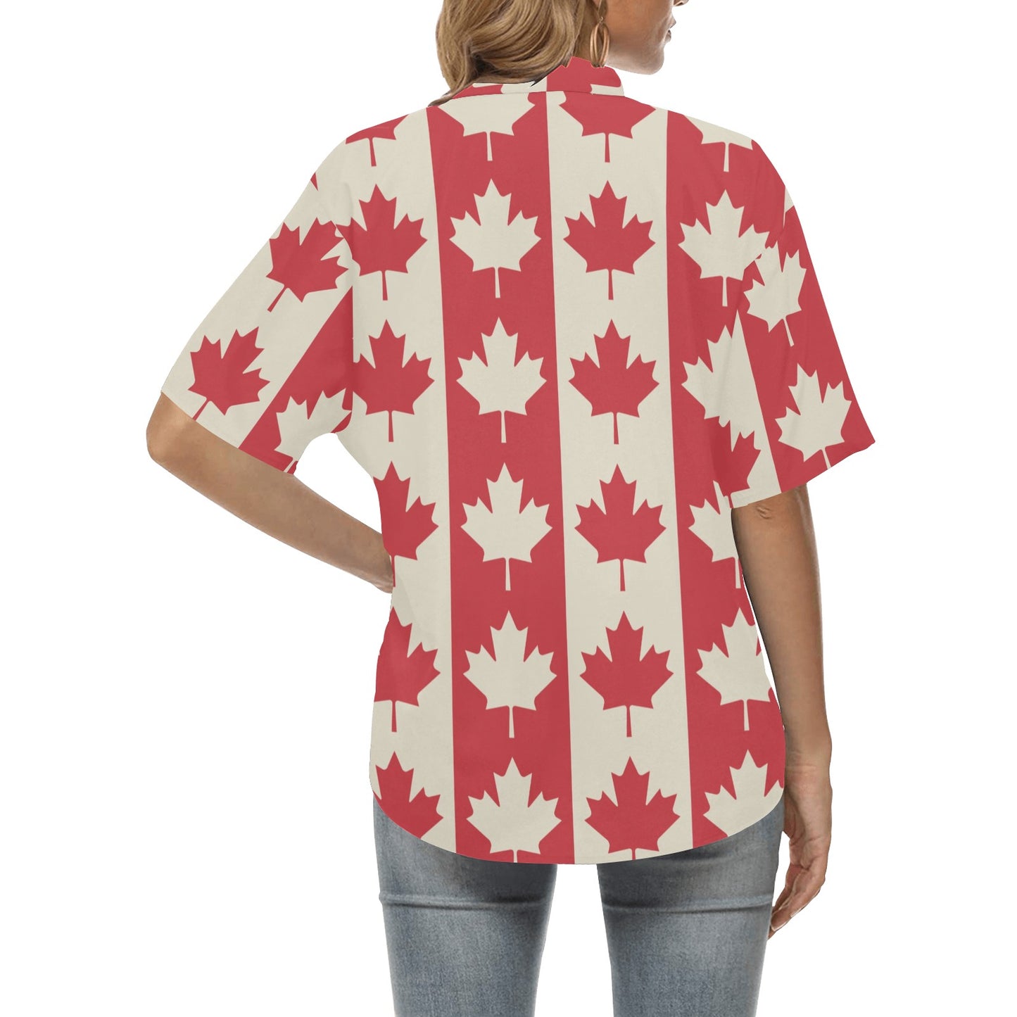 Maple Leaf Pattern Print Design 02 Women's Hawaiian Shirt