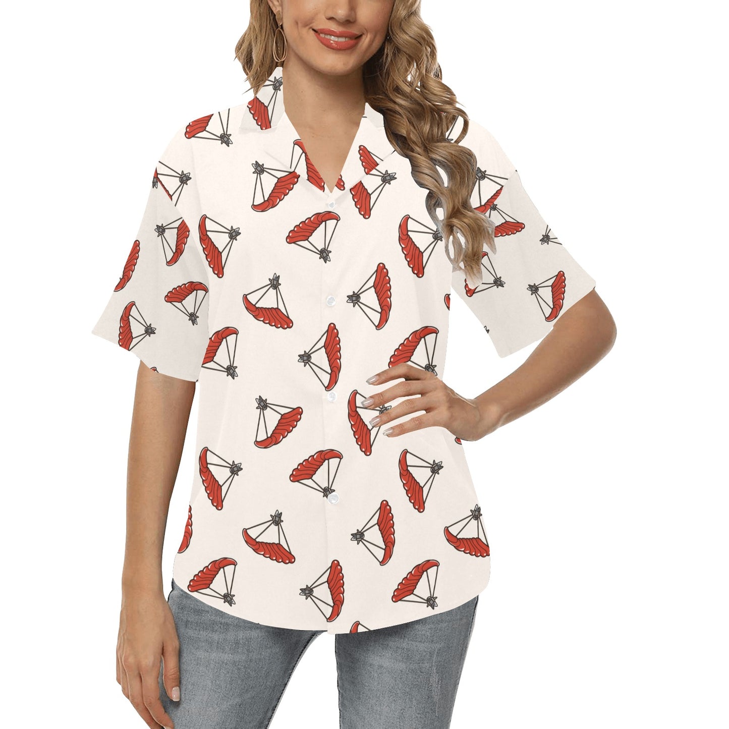 Skydiver Print Design LKS302 Women's Hawaiian Shirt