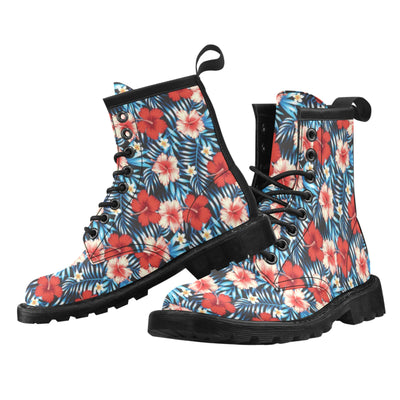 Red Hibiscus Blue Scene Women's Boots