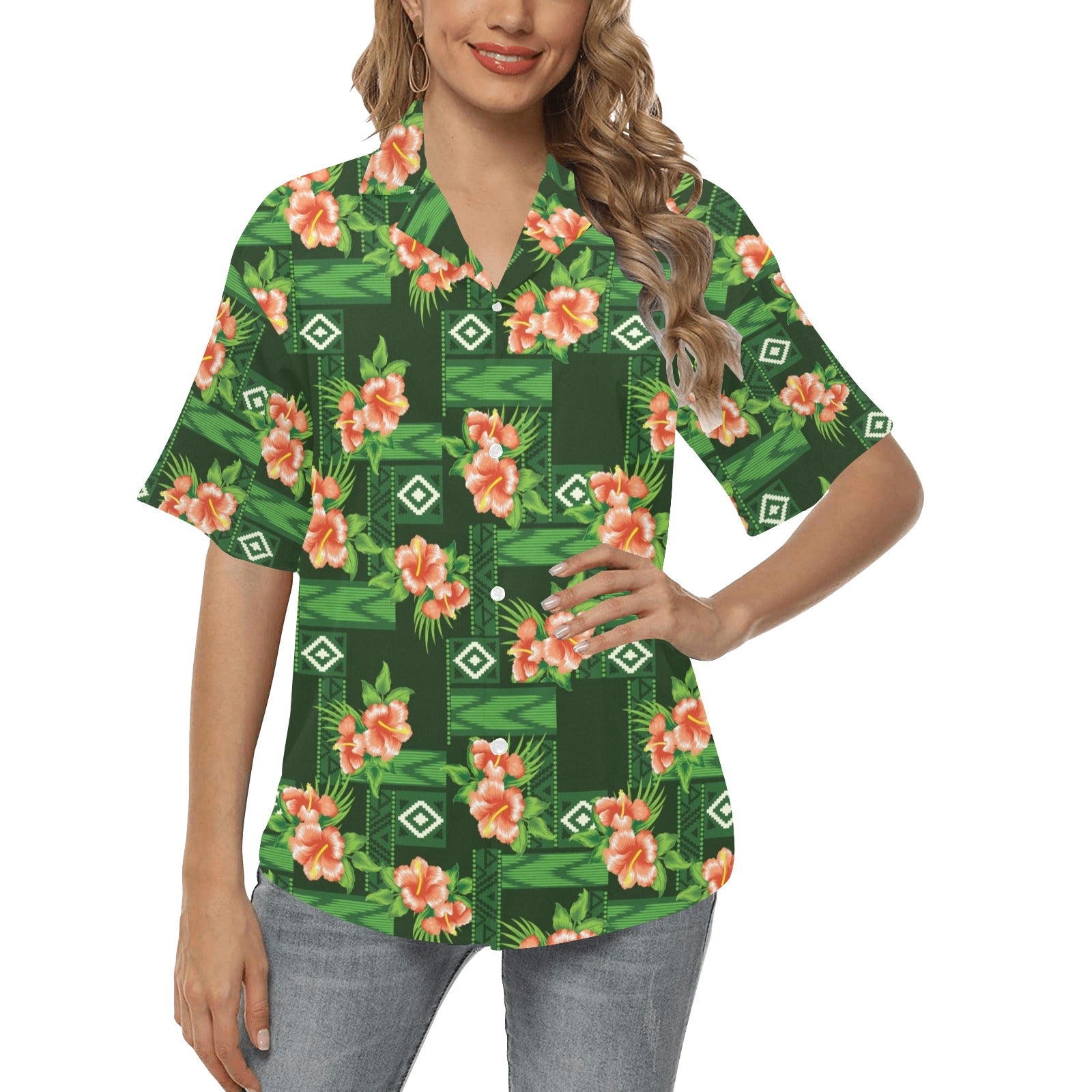 Hibiscus Pattern Print Design HB05 Women's Hawaiian Shirt