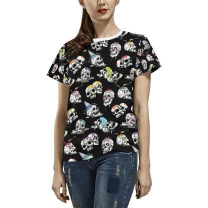 Skull Print Design LKS3013 Women's  T-shirt