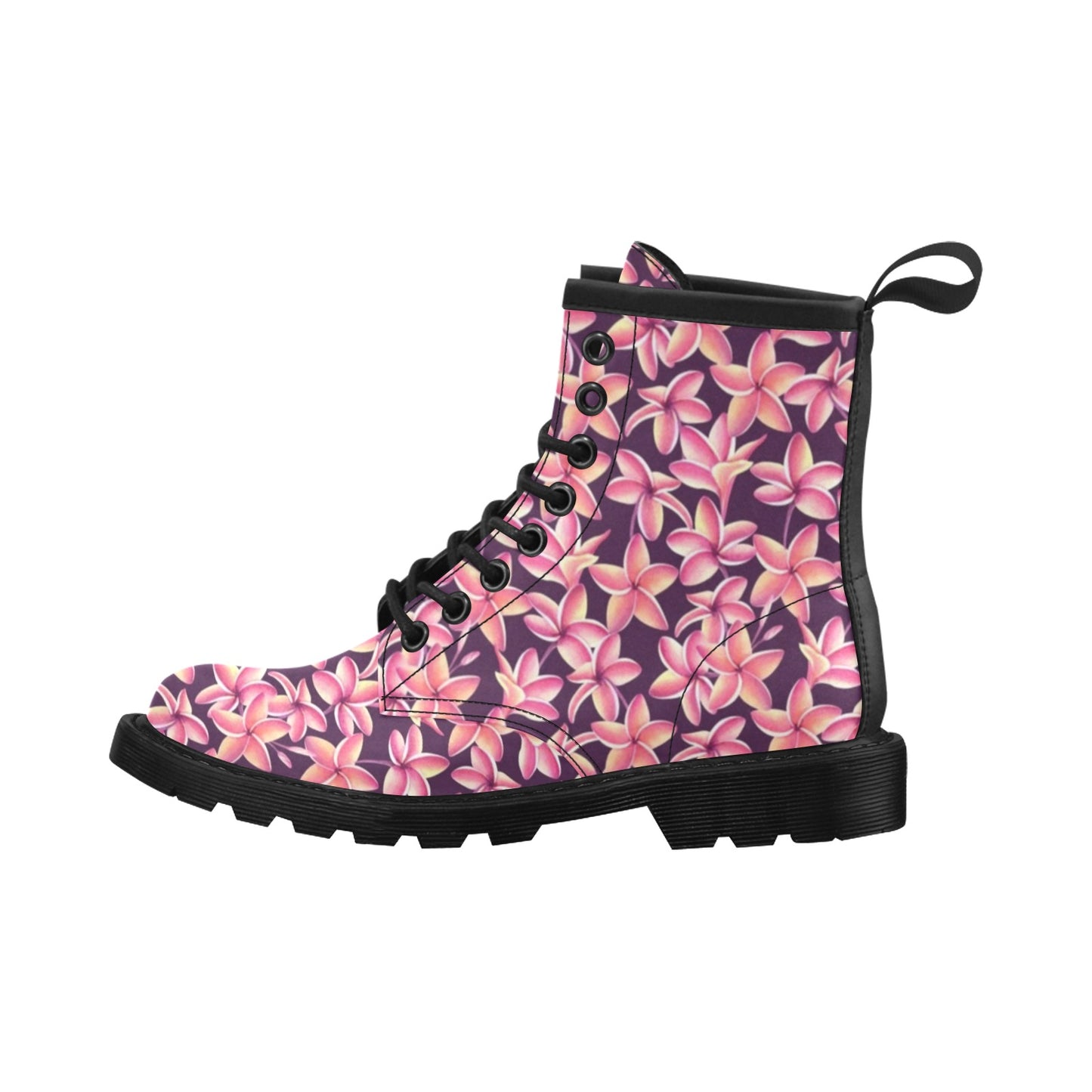 Purple Plumeria Pattern Print Design PM010 Women's Boots