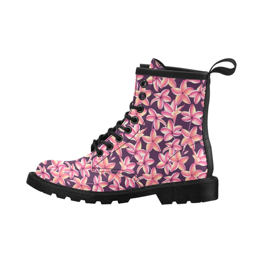 Purple Plumeria Pattern Print Design PM010 Women's Boots