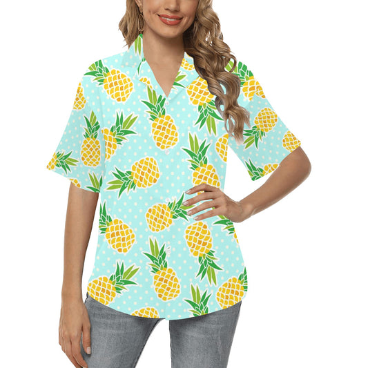Pineapple Pattern Print Design PP01 Women's Hawaiian Shirt