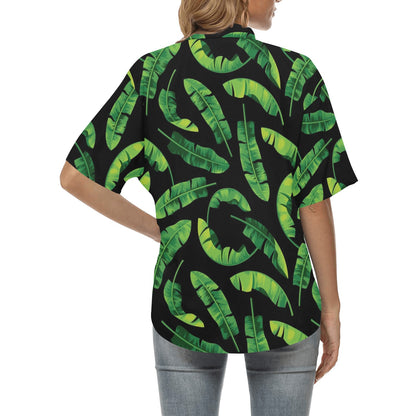 Banana Leaf Pattern Print Design BL02 Women's Hawaiian Shirt