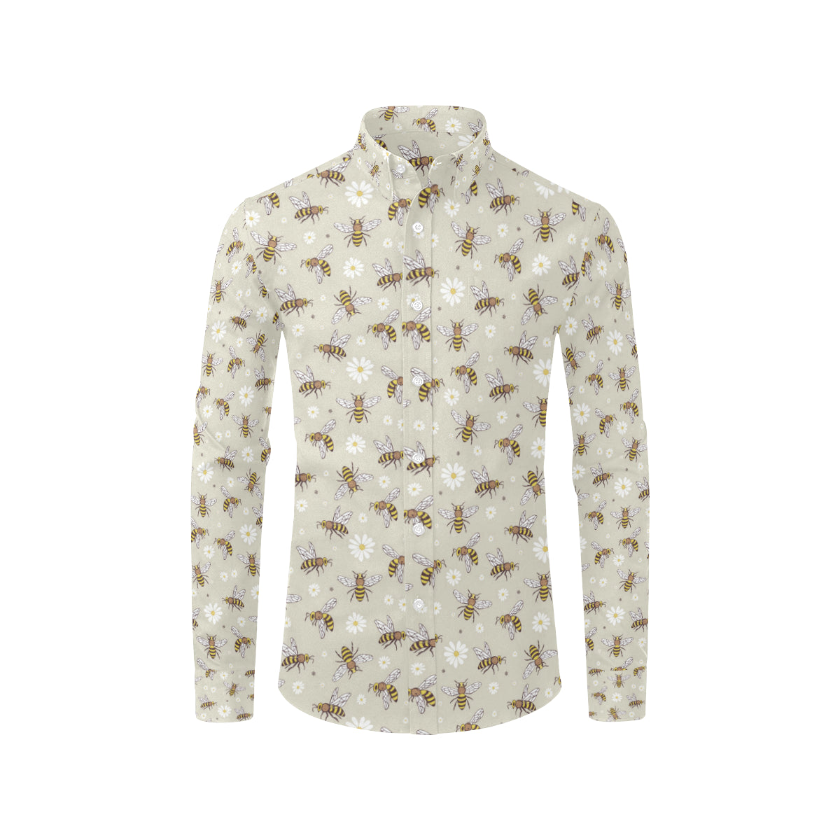 Bee Pattern Print Design 03 Men's Long Sleeve Shirt