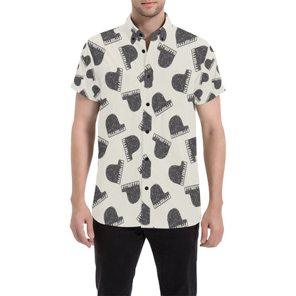 Piano Pattern Print Design 04 Men's Short Sleeve Button Up Shirt