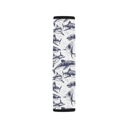 Great White Shark Pattern Print Design 02 Car Seat Belt Cover