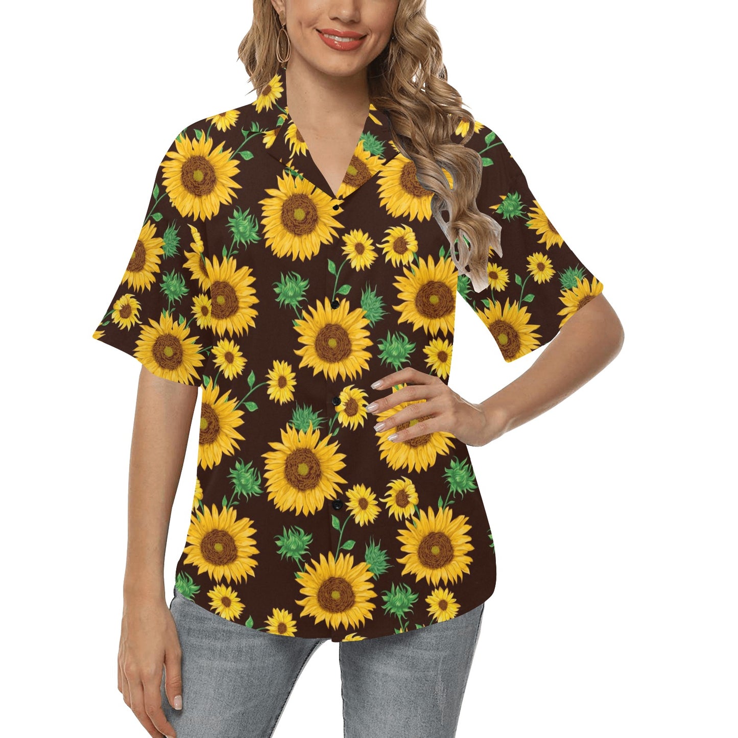Sunflower Pattern Print Design SF01 Women's Hawaiian Shirt