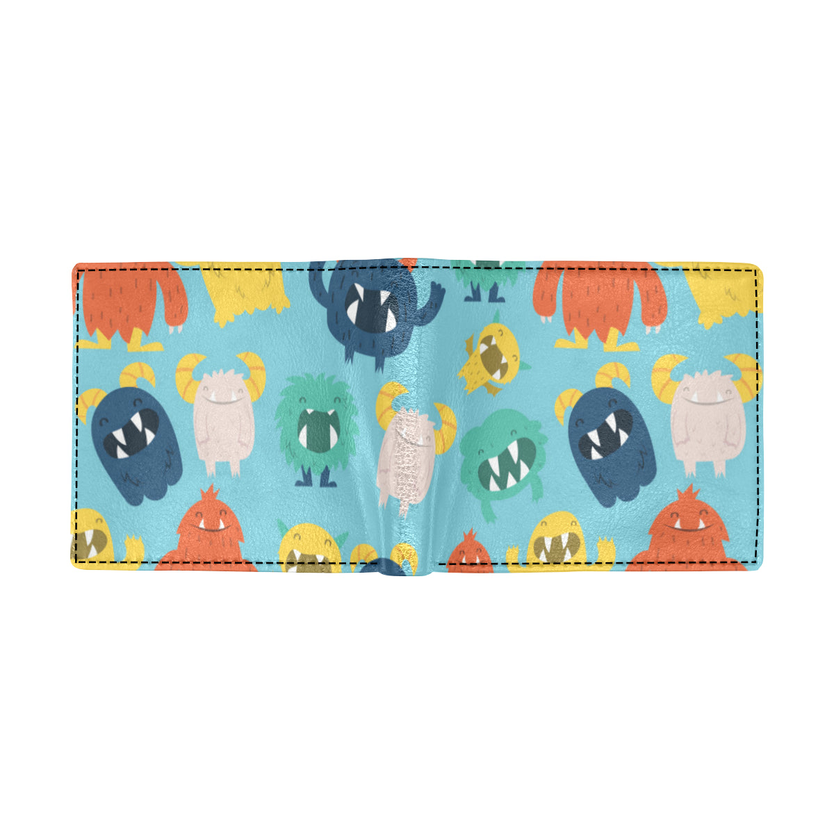 Monster Cartoon Pattern Print Design 03 Men's ID Card Wallet