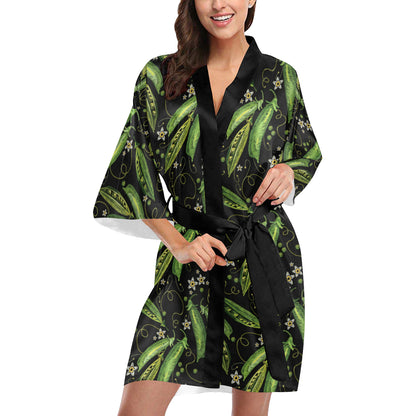 Peas Pattern Print Design A02 Women's Short Kimono