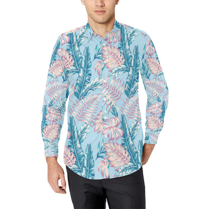 Tropical Flower Pattern Print Design TF01 Men's Long Sleeve Shirt