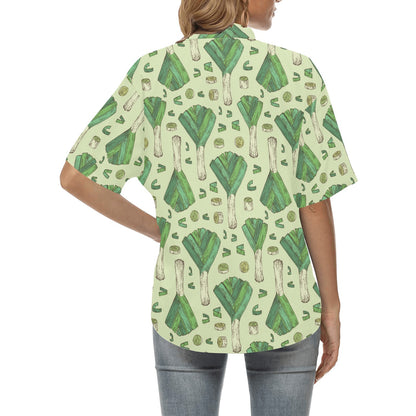 Leek Pattern Print Design 04 Women's Hawaiian Shirt