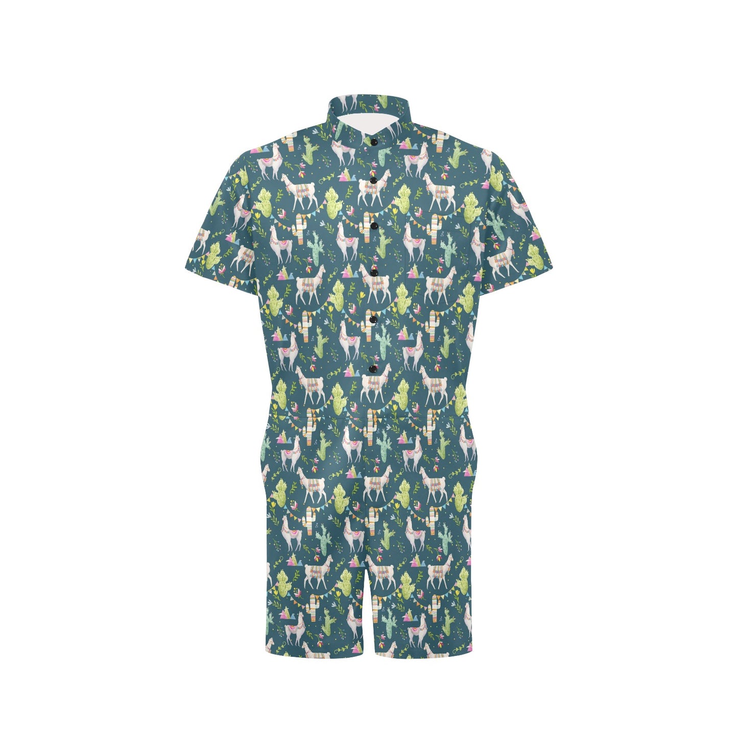 Llama with Cactus Design Print Men's Romper