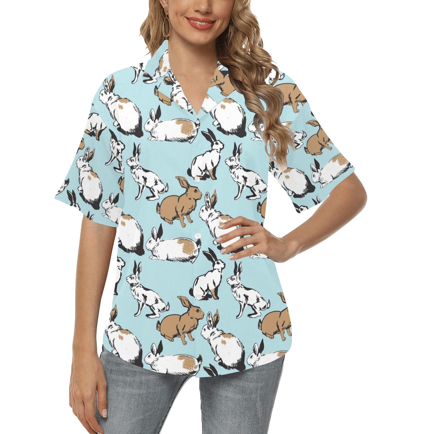 Rabbit Pattern Print Design RB018 Women's Hawaiian Shirt