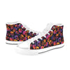 Skull Multicolor Print Design LKS3011 High Top Women's White Shoes