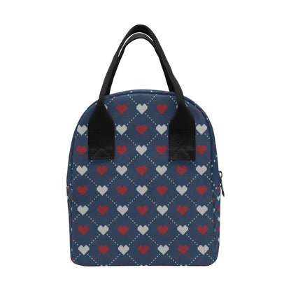 Heart Knit Pattern Print Design HE05 Insulated Lunch Bag