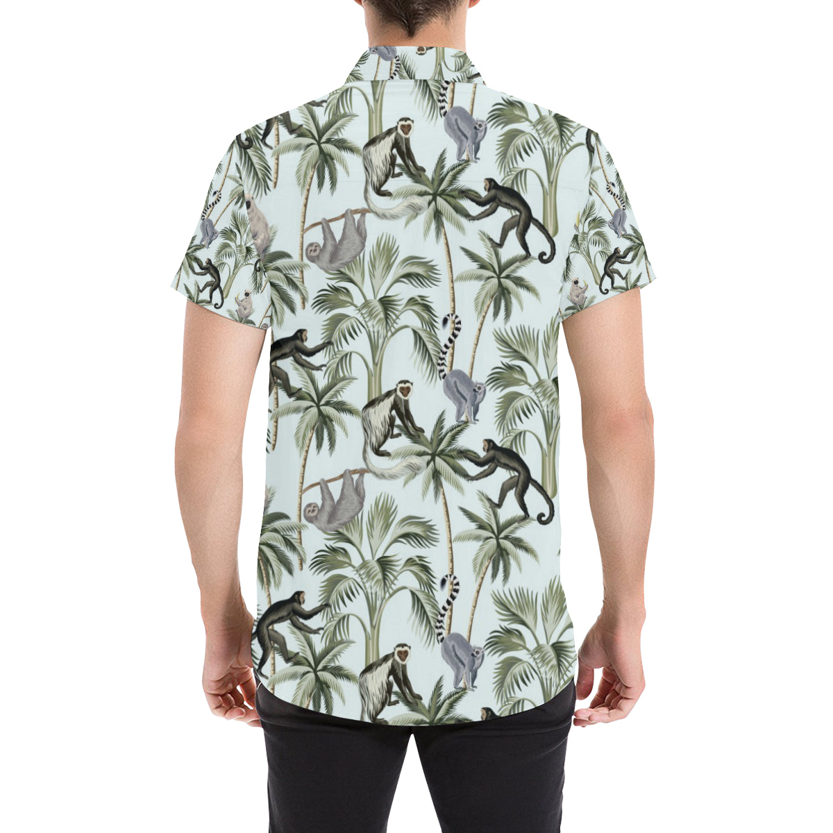 Rainforest Pattern Print Design RF04 Men's Short Sleeve Button Up Shirt