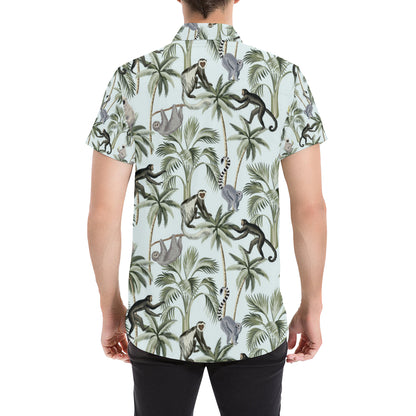 Rainforest Pattern Print Design RF04 Men's Short Sleeve Button Up Shirt