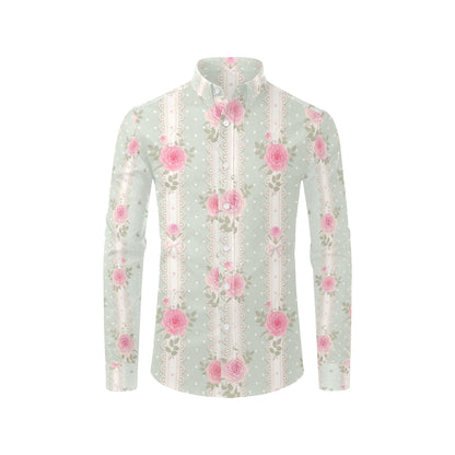 Rose Pattern Print Design RO016 Men's Long Sleeve Shirt